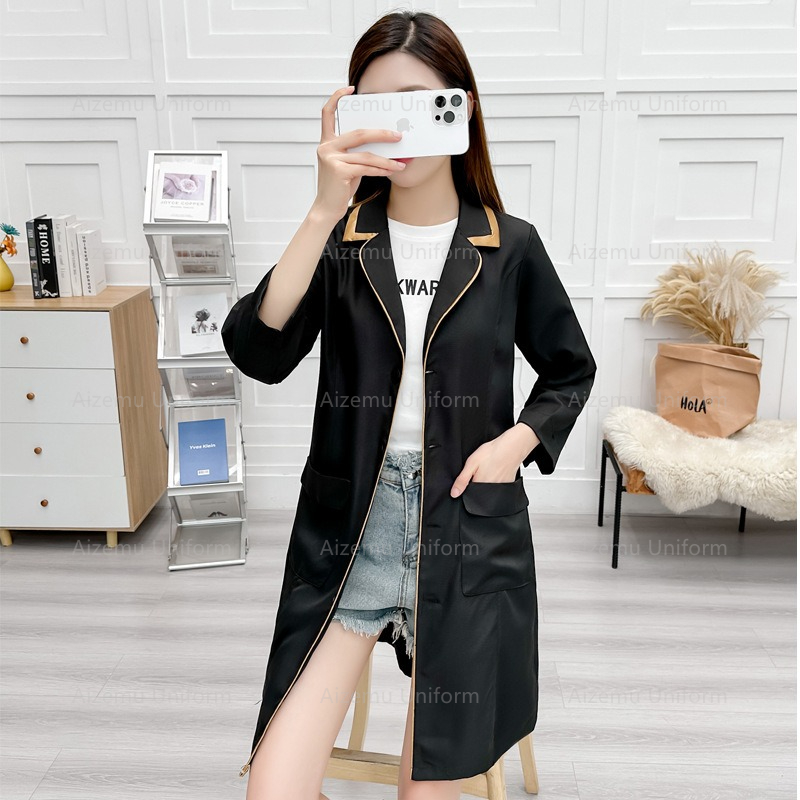 ความงามสีดําชุดBeautycian Robe - Medical Lab Hospital บทวิจารณ์และราคา