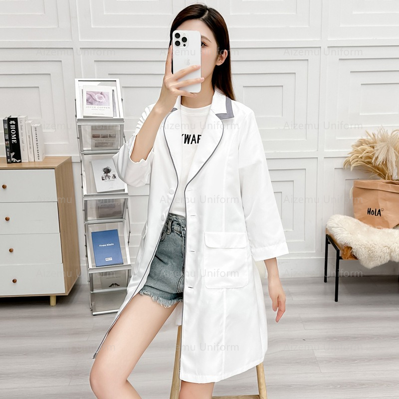 ความงามสีดําชุดBeautycian Robe - Medical Lab Hospital บทวิจารณ์และราคา