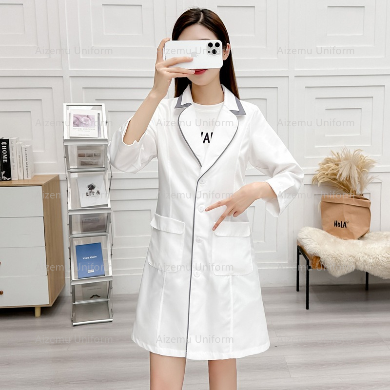 ความงามสีดําชุดBeautycian Robe - Medical Lab Hospital บทวิจารณ์และราคา