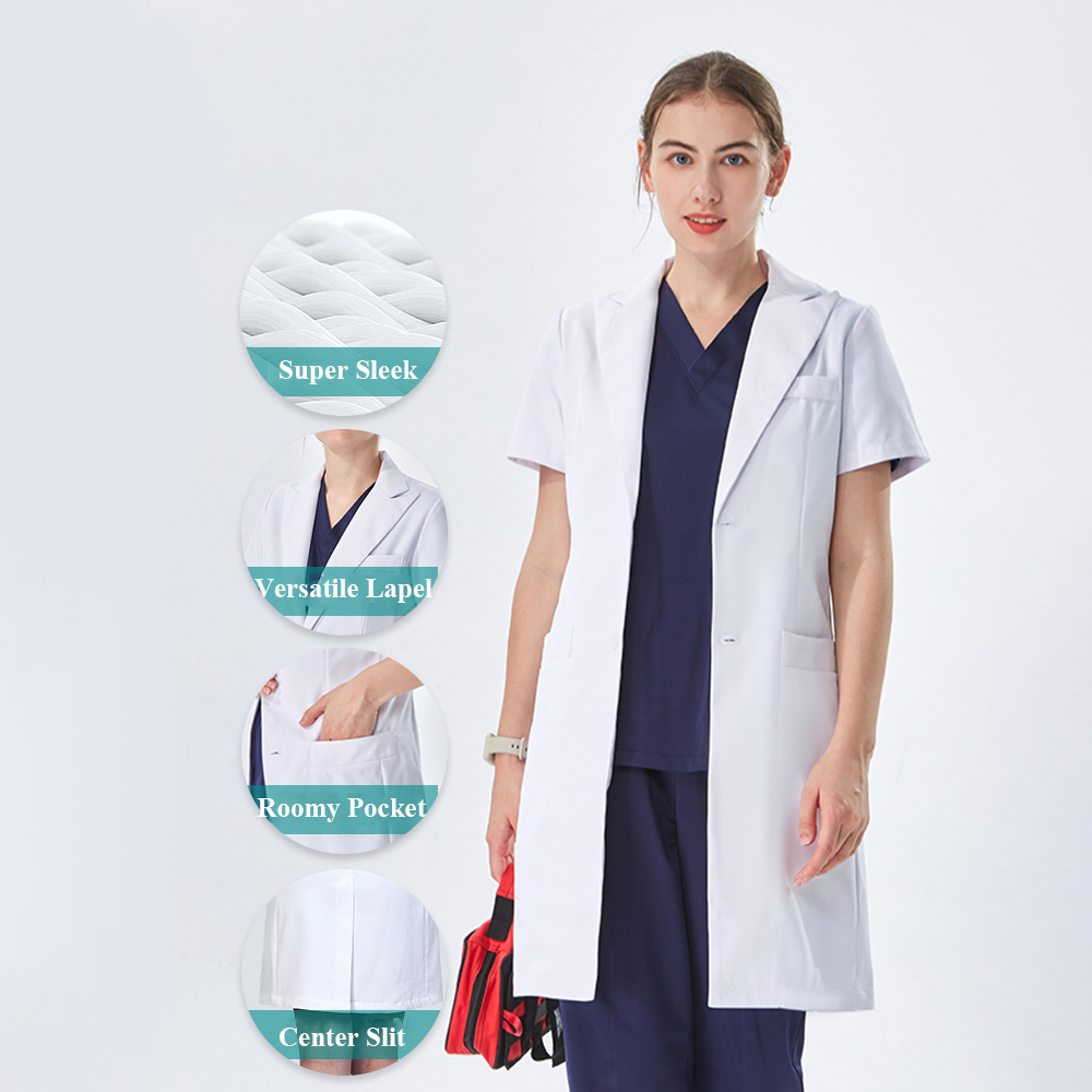 เสื้อกาวน์แพทย์สีขาว คอปก ดีไซ - Medical Lab Hospital บทวิจารณ์และราคา